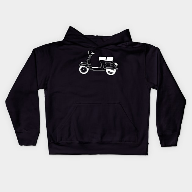 Vespa 125 ET3 White Outline Kids Hoodie by kindacoolbutnotreally